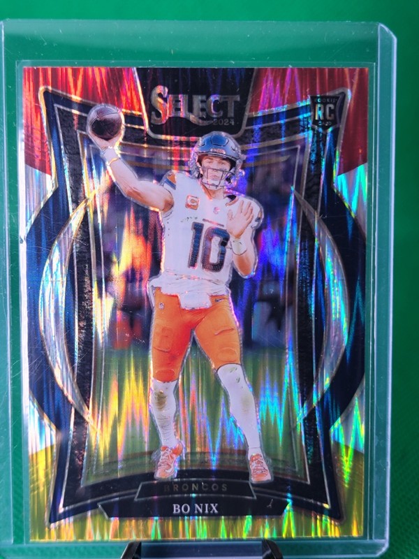 2024 Panini Select - Concourse Bo Nix #30 Red & Yellow Shock Prizm (RC)