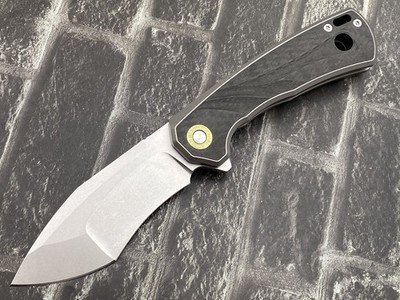 TwoSun TS527-14C-SW Folding Knife 14C28N Blade Titanium/CF Handle Pocket Knife