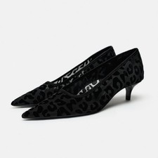 Zara Leopard Print Kitten Heels UK 4 | Mesh Limited Edition Shoes NEW