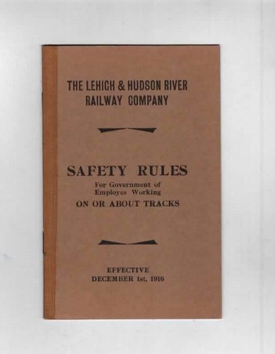 1916 LEHIGH & HUDSON RIVER RAILWAY SAFETY RULES  TRACK REPAIR  L&HR