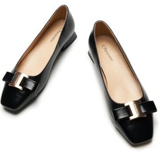C.Paravano Women's Ballet Flats Shoes Square Toe Flats with Bowknot for...