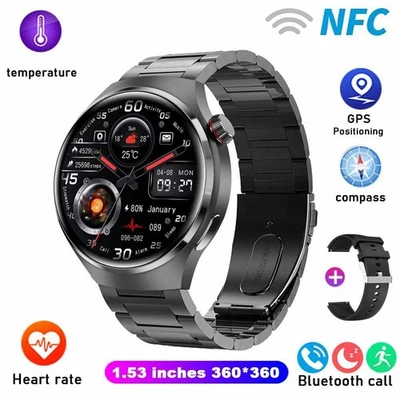 GT4 PRO Waterproof Smart Watch NFC GPS Tracker Bluetooth Call Men Sport Watches