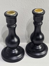 Black Wooden Taper Candle Holders Set Of 2 Ma...