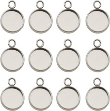 50Pcs Fit 12Mm Stainless Steel round Blank Bezel Pendant Trays Base Cabochon Set