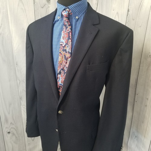 Joseph Abboud Reda Wolle Herren 50R-50L Blazer Blau Hopsack Sport Mantel Jacke Metall - Bild 3 von 22