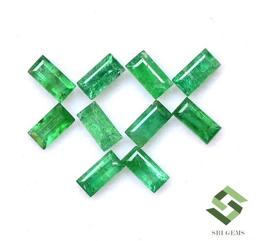 4x2 mm Natural Emerald Baguette Cut Lot 10 Pcs 1.12 CTS Untreated Loose Gemstone - Picture 3 of 5