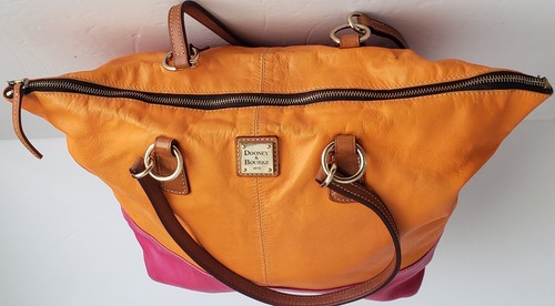 Dooney & Bourke Leather Tote Orange and Pink - Picture 8 of 21