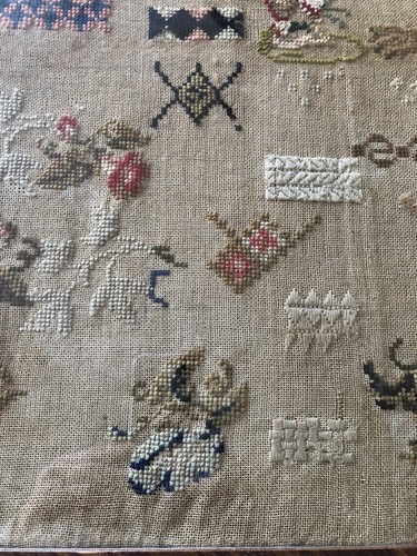Antique American Sampler C 1800’s Practice Embroidery Large Framed Maine - Picture 7 of 11