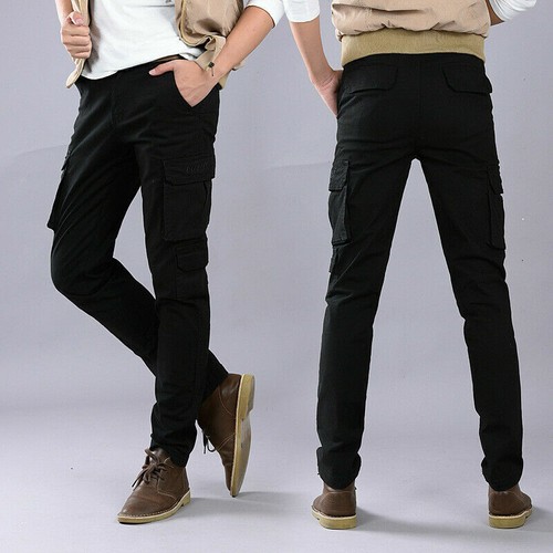 Men Fashion Slim Fit Military Pocket Pants Outdoor Cargo Trousers Workwear Pants - Picture 3 of 15