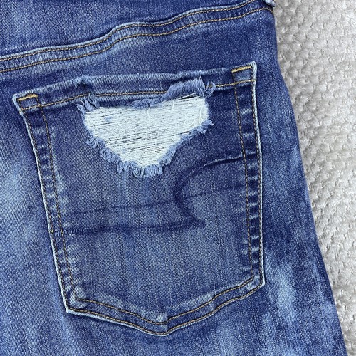 American Eagle Women Shorts 12 Distressed Midi Cut Off Jorts Mid Rise Stretch - Picture 17 of 18