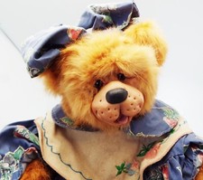 OOAK VTG ORIGINAL PATTY PISPOLI 14 in RABBIT FUR HAND SCULPTED FACE BEAR AUDREY