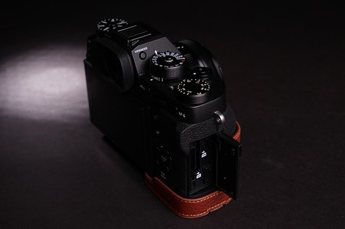 Genuine Real Leather Full Camera Case Bag Cover for FUJIFILM XT3 XT2 Brown Open - Picture 7 of 9