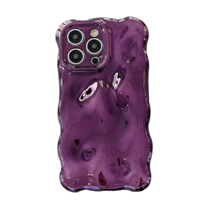 For iPhone 15 Pro Max/14 Pro Wavy Edges Bubble Shockproof Solid Color Phone Case