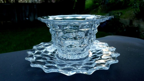 Crystal American Fostoria Mayonnaise Bowl With Under Plate