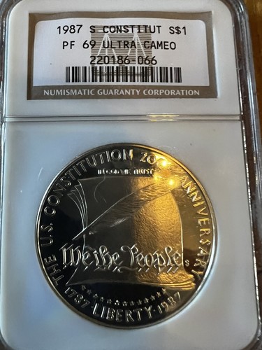 1987-S Constitution 'We The People' Commemorative Silver Dollar (PR69 Ultra - Picture 4 of 5