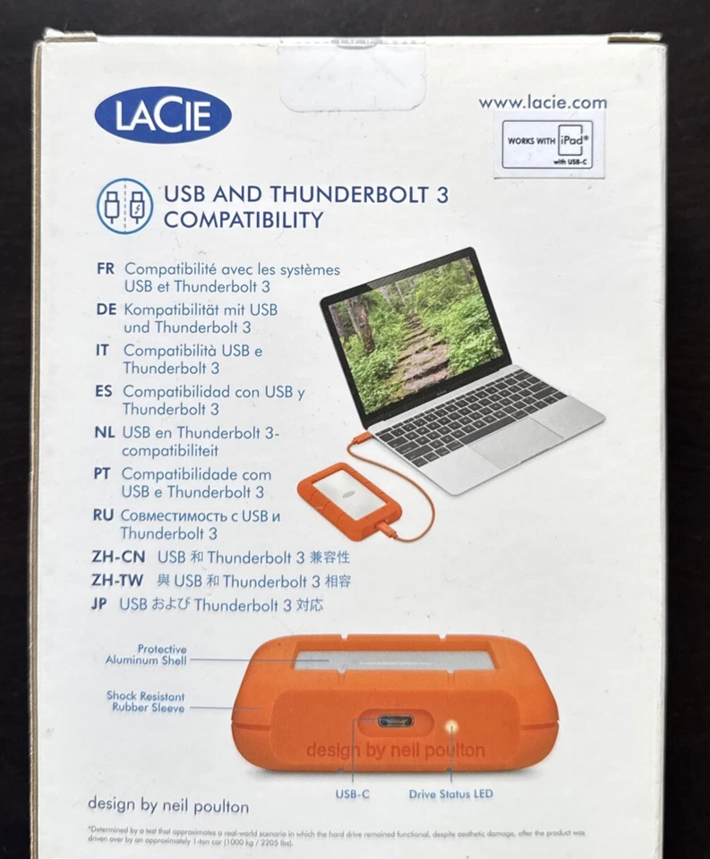 LaCie Rugged USB-C 5TB Externe Festplatte - Orange (STFR5000800) - Bild 2 von 4