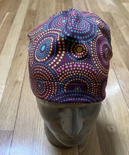 Eco-Banz Beanie Hat with Fleece Lining Purple Gold Blue