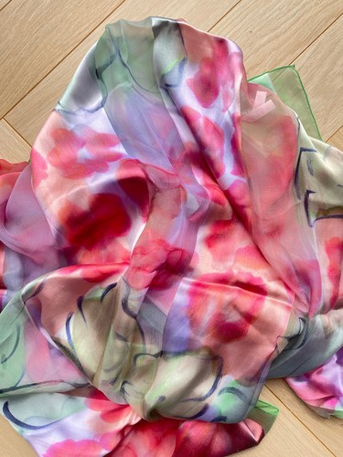 Grand Foulard Vintage / Carré Philippe Venet en Soie peint à la main - Années 80 - Bild 1 von 6