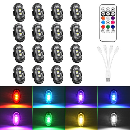 16Pcs Wireless RGB LED Strobe Light Flash Emergency Driving Light For Car Bikes - Picture 16 of 24