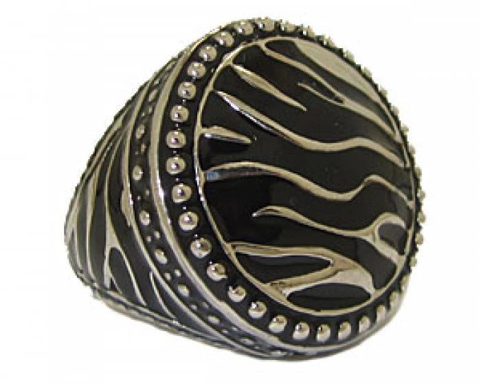 Anillo Animal Print Negro Esmalte Oro Blanco Cúpula Alta Calidad Talla 5 6 7 8 9 10 Nuevo Foto 2 de 4