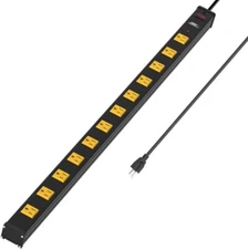 12 Outlet Heavy Duty Surge Protector Power Strip,15A Circuit Breaker with 1800 J