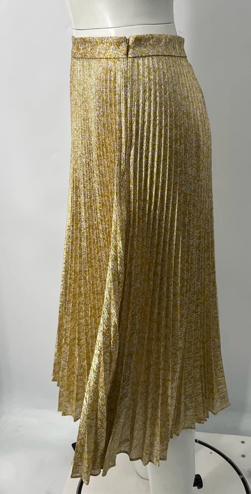 Falda midi metálica con estampado floral plisada dorada Alexis talla S Foto 2 de 4
