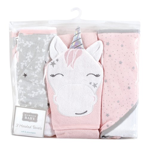 Hudson Baby Infant Girl Cotton Rich Hooded Towels, Pink Unicorn, One Size - Picture 2 of 5