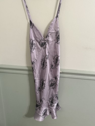 2 Pcs Victoria’s Secret Vintage Silk Slip Dress Robe Lilac Paisley Small - Picture 2 of 7