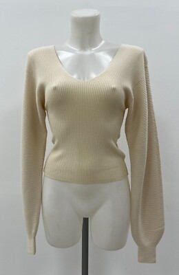 Damen Camaieu weicher gerippter Pullover in Creme Größe XS-XL
