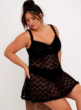 Womens Torrid Black Underwire Lace Babydoll S...
