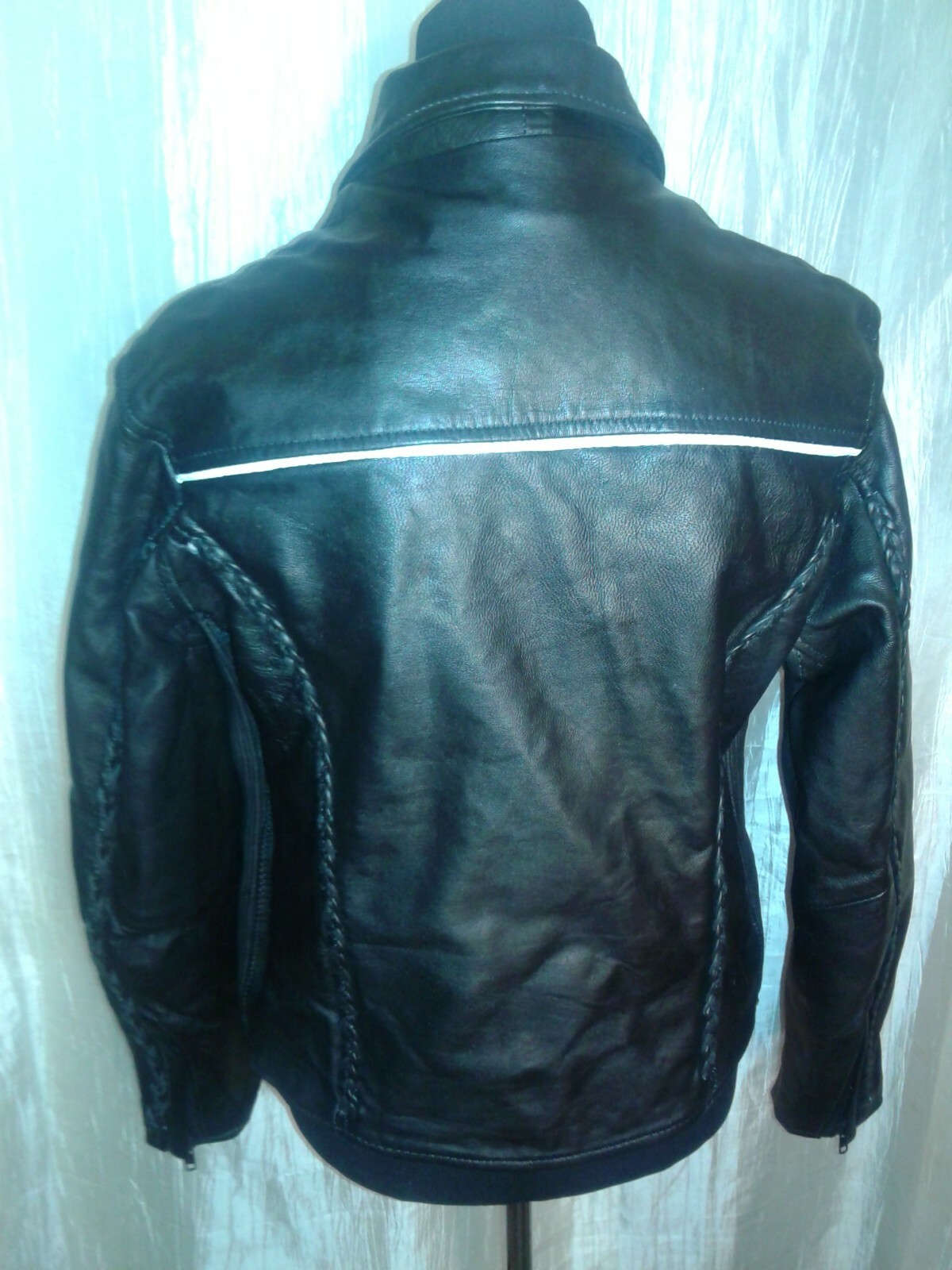 Vtg UNIK Biker Motorcycle Braided Leather Jacket Wome… Gem