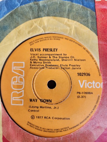 Elvis Presley "Way Down" 1977 RCA Oz 7" 45rpm