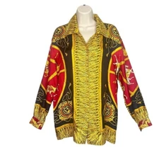 Ritz Saddler blouse 100% Silk button down shirt made Italy size 12