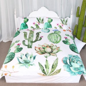 Bright Cactus Pattern Bedding Set Green Plants Cactus Print 3