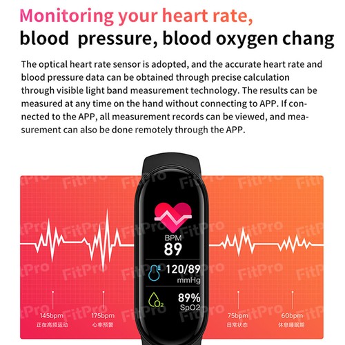 M6 Inteligentna bransoletka Zegarek Fitness Tracker Pulsometr Ciśnieniomierz IP67 - Zdjęcie 3 z 16