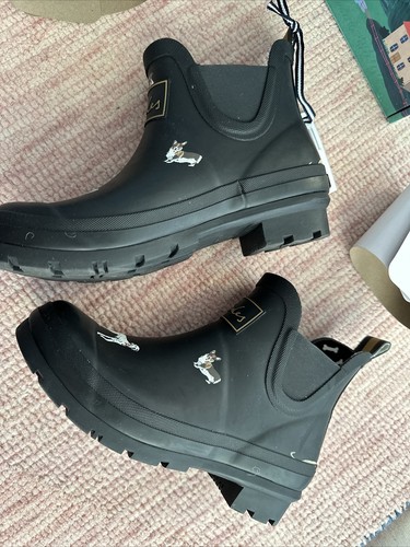 Anthropologie Joules Size 7 Ankle Rain Boot Dogs Pattern Wellibob Wellies LN - Picture 9 of 9