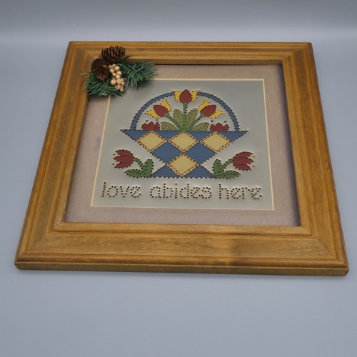Vintage Love Abides Here Sign Tin Punch Hand Painted #700/5000 Signed 11.5x11.5 - Picture 5 of 14