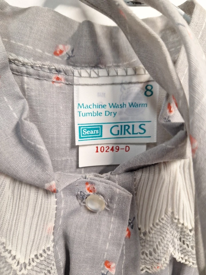 VTG Sears Girls Dress, Size 8, Long Sleeve, Polyester Cotton Blend, Floral - Image 2 of 4