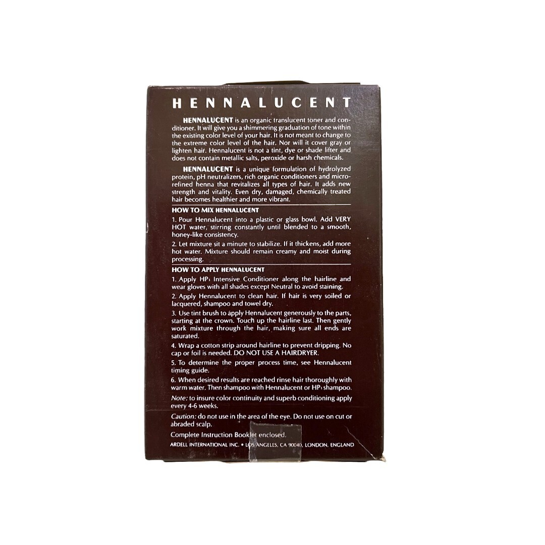 Vtg Ardell Hennalucent GLEAMING EBONY Black Organic Henna Hair Color