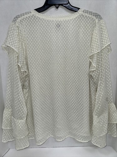 Camicia da donna beige A New Day taglia XL manica lunga testurizzata collo a V - Foto 3 di 6