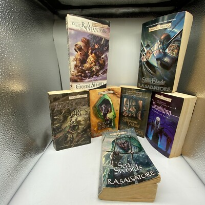 Forgotten Realms R A Salvatore Paper Book Lot 7 Mythical Fiction Dungeon Dragon