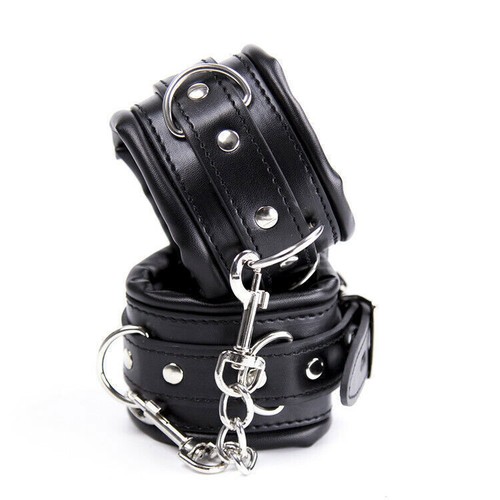 Pu Leather Black Padded Handcuffs Ankle Cuffs Neck Collar Restraints Couple BDSM - Bild 4 von 29