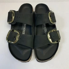 Birkenstock New w/ Box Arizona Tortoise Big Buckle Black Nubuck Leather Narrow
