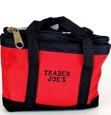 Trader Joes Micro Mini Tote With Grocery Bag 2 In 1  Red Black Limited Edition