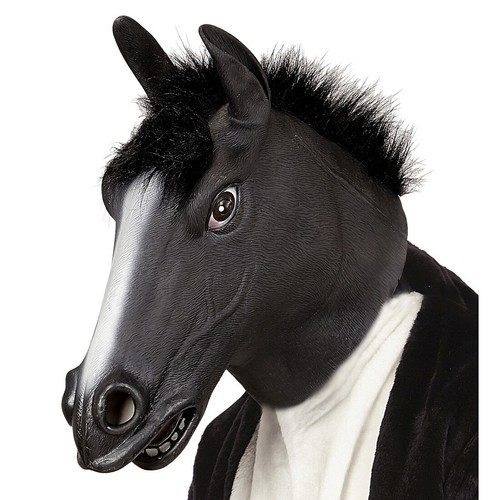 Hengst Tiermaske Latex-Maske Pferd mit Mähne - Gaul Pferdemaske Erwachsene Ross - Bild 2 von 2