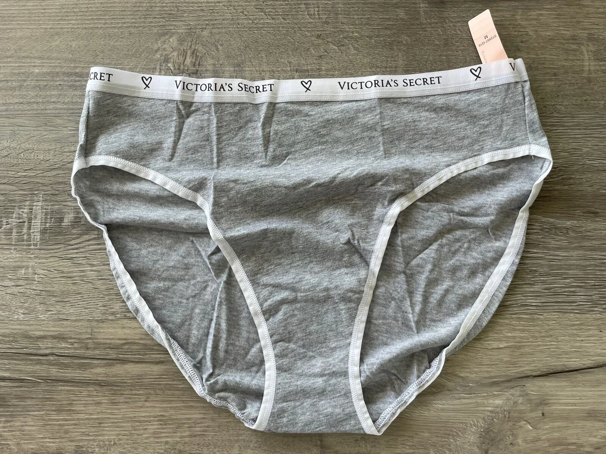 NEW Victorias Secret Cotton Signature Band Heart Logo High Leg Brief Panty M