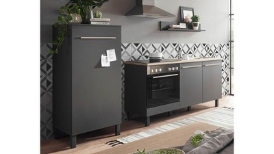 Küchenzeile Küchenblock Einbauküche Küche Bilberry anthrazit Eiche Sonoma 4-tlg