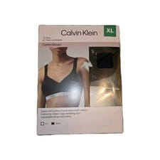 Calvin Klein Women's XL 2 Pack Wire Free Bralette Cotton Modal Black/White