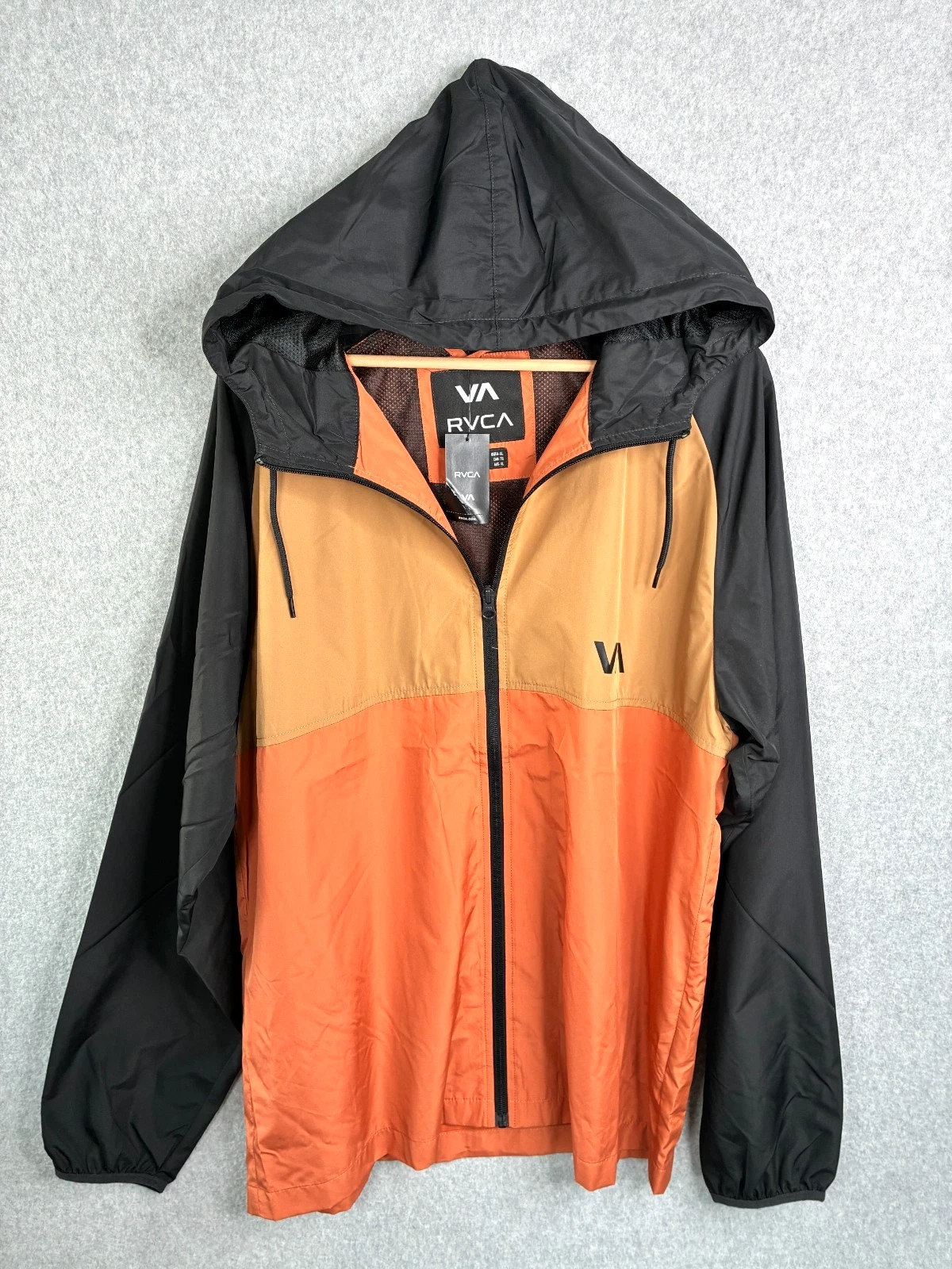 RVCA Ryder Jacket Mens XL Color Block Hooded Windbreaker Lightweight