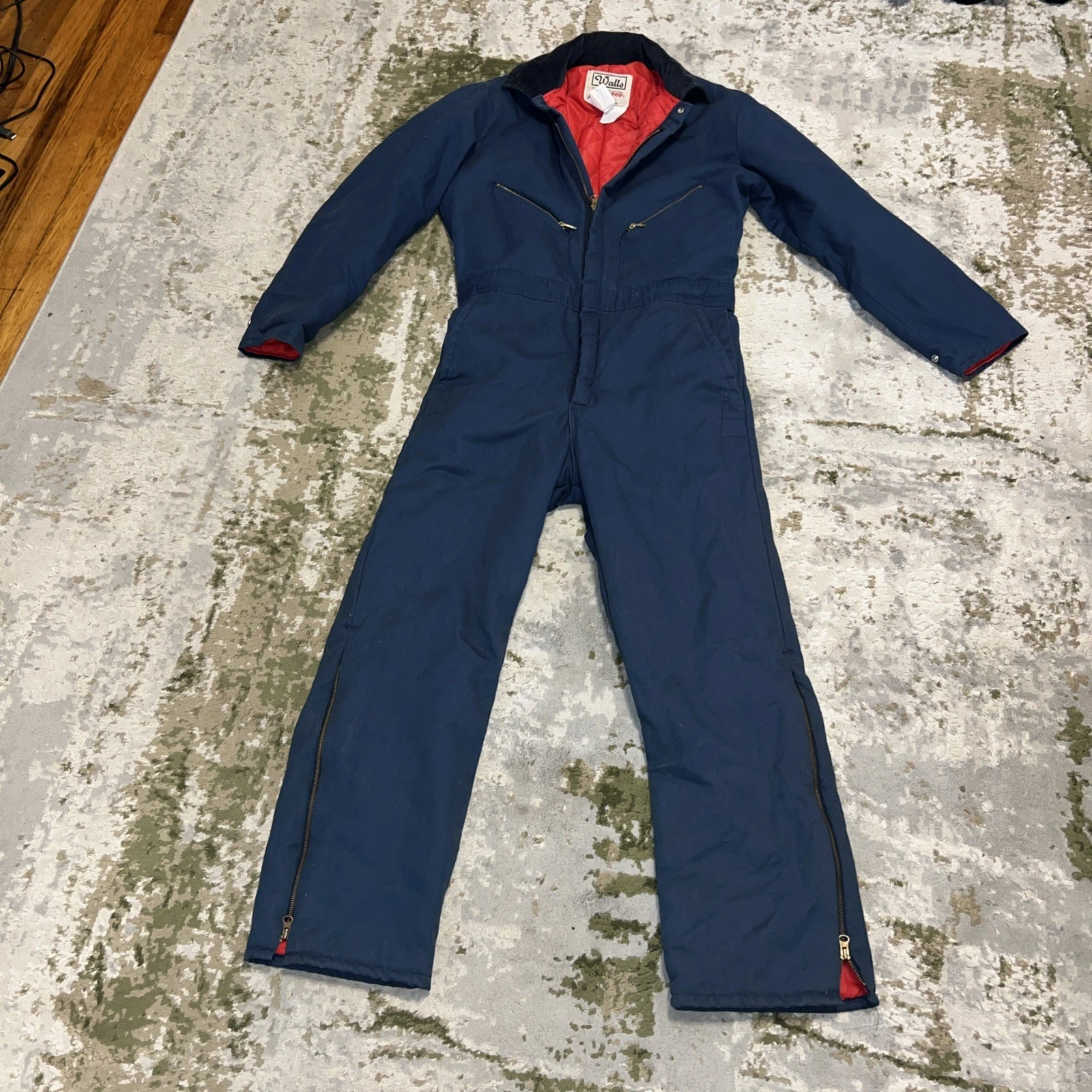 Walls Medium Reg 38-40 Vintage Blizzard Pruf Insulated Coveralls Mens Navy USA